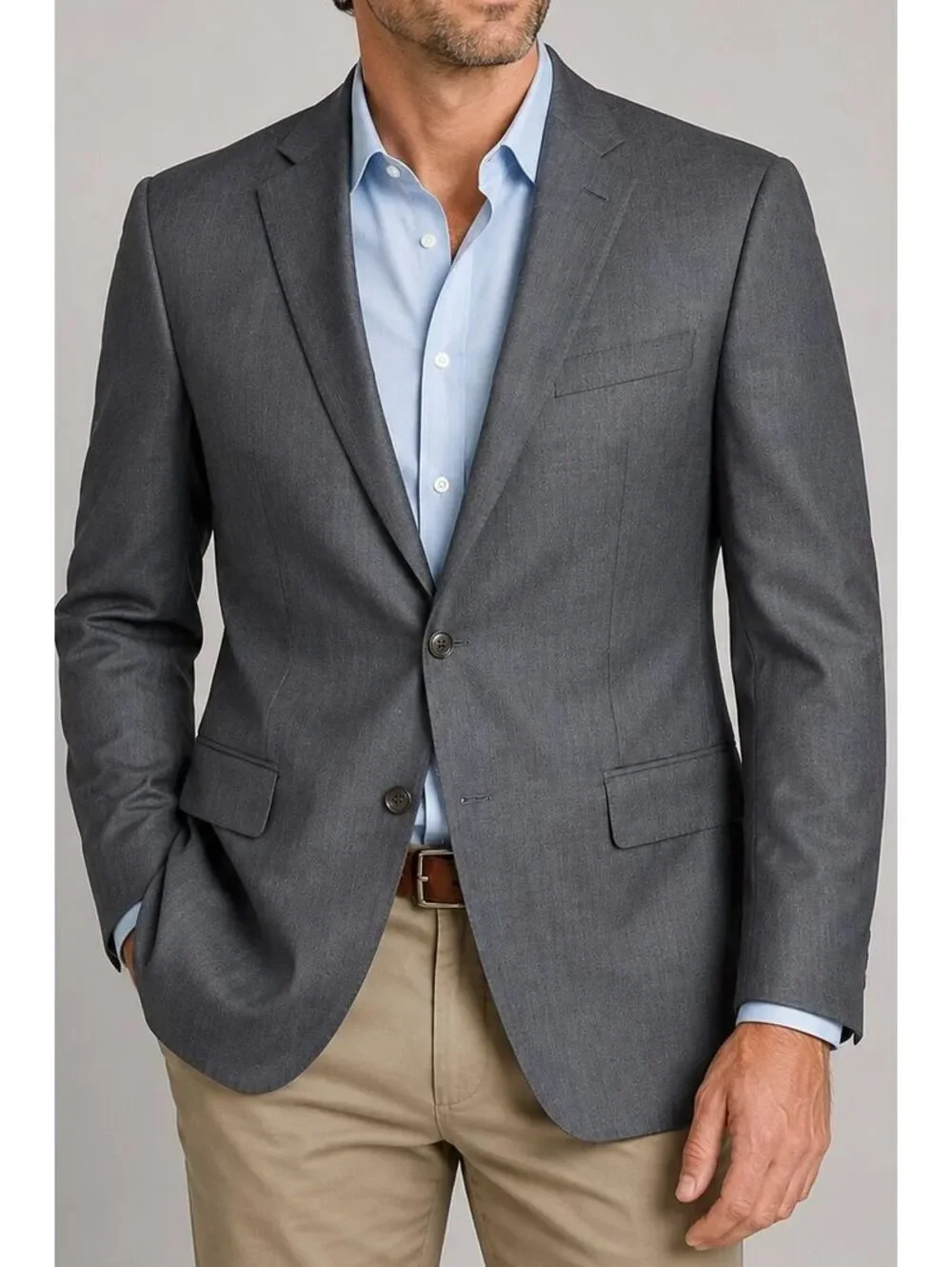 Saks Fifth Ave BLACK Ermenegildo Zegna Wool Silk Sportcoat 44L Gray Slim Fit USA